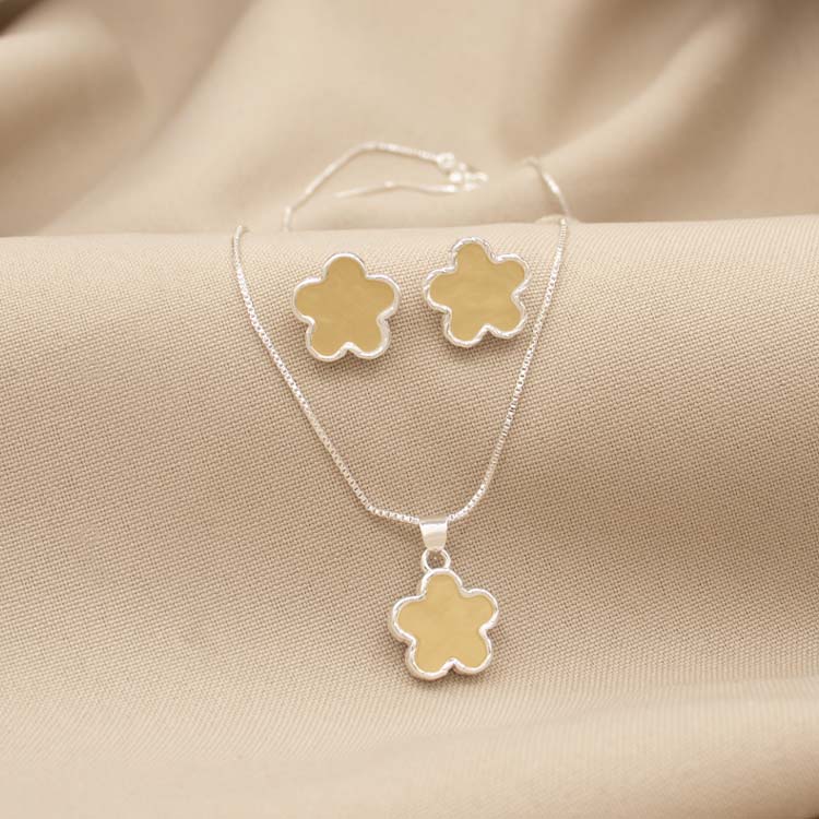 SET FLOR OPALO BAÑO DE PLATA