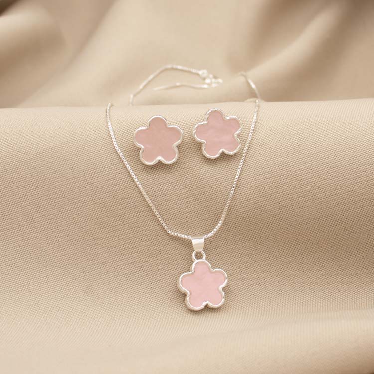 SET FLOR OPALO BAÑO DE PLATA