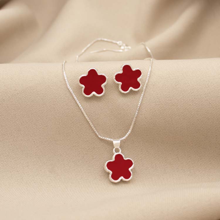 SET FLOR OPALO BAÑO DE PLATA