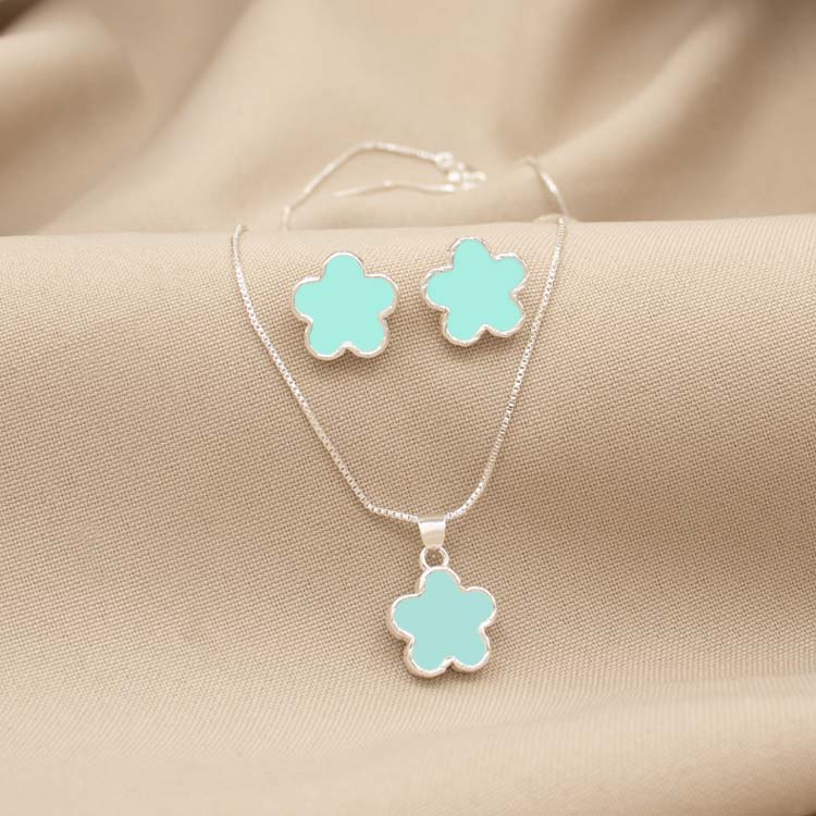 SET FLOR OPALO BAÑO DE PLATA