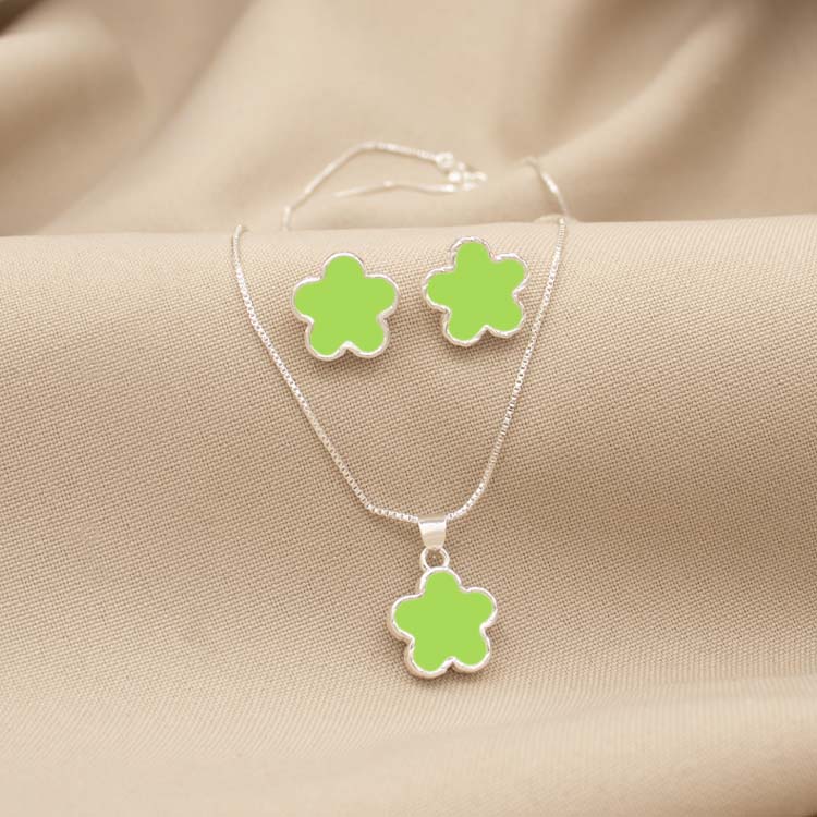 SET FLOR OPALO BAÑO DE PLATA