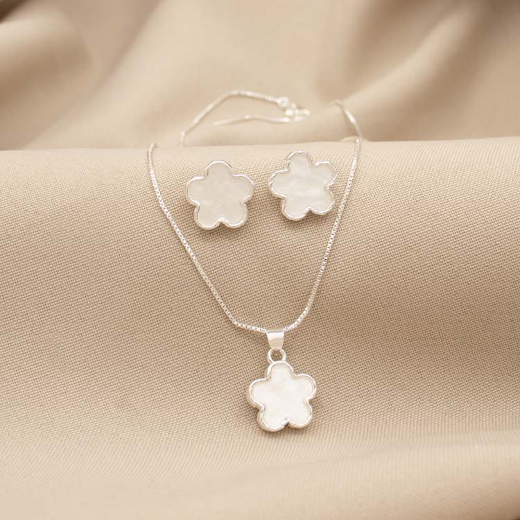 SET FLOR OPALO BAÑO DE PLATA