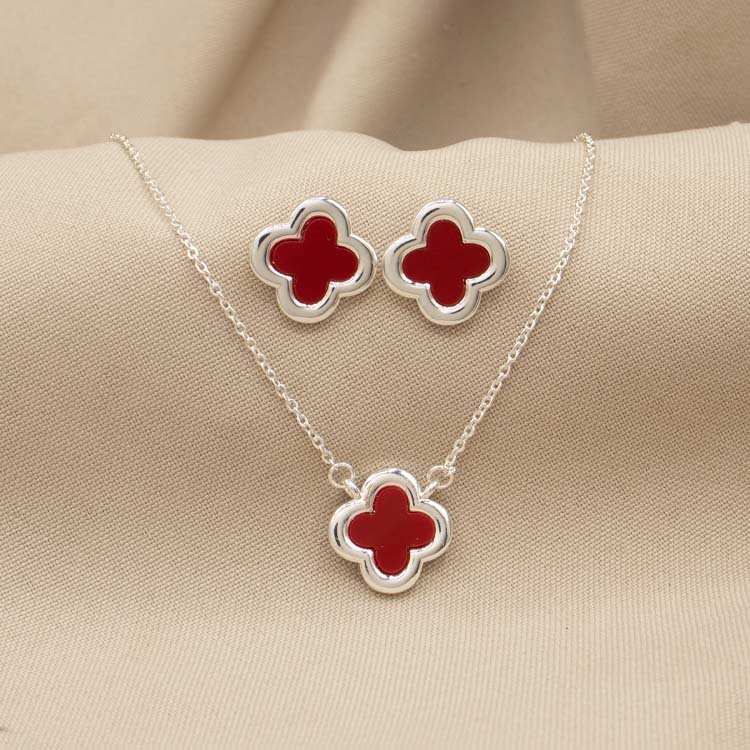 SET TREBOL MÍSTICO BAÑO DE PLATA