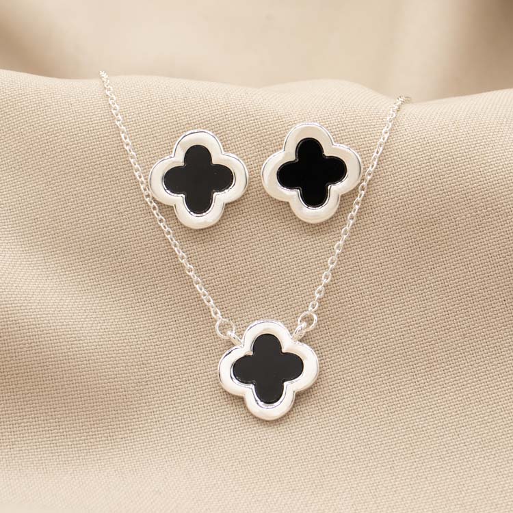 SET TREBOL MÍSTICO BAÑO DE PLATA