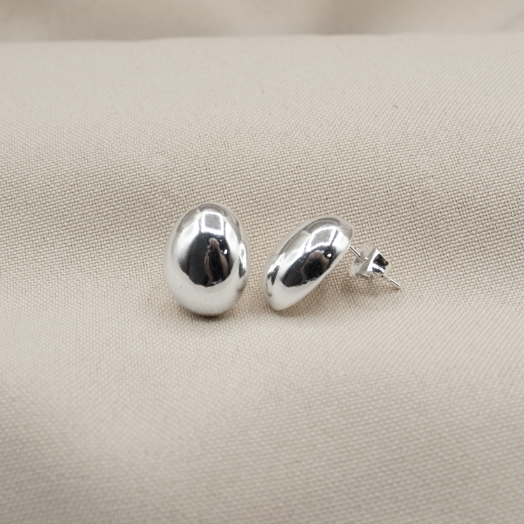 TOPO OVALO LISO EN BAÑO DE PLATA