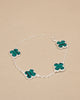 PULSERA CONEXION TREBOL VERDE BAÑO DE PLATA