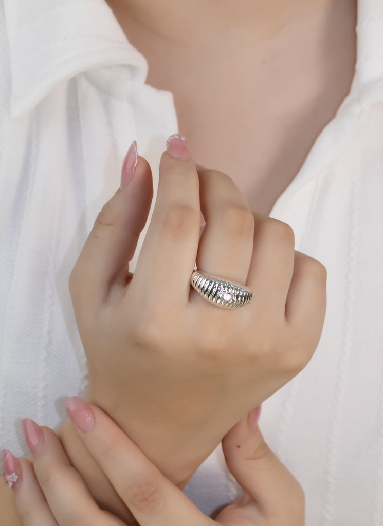 ANILLO ESPIRAL BAÑO DE PLATA
