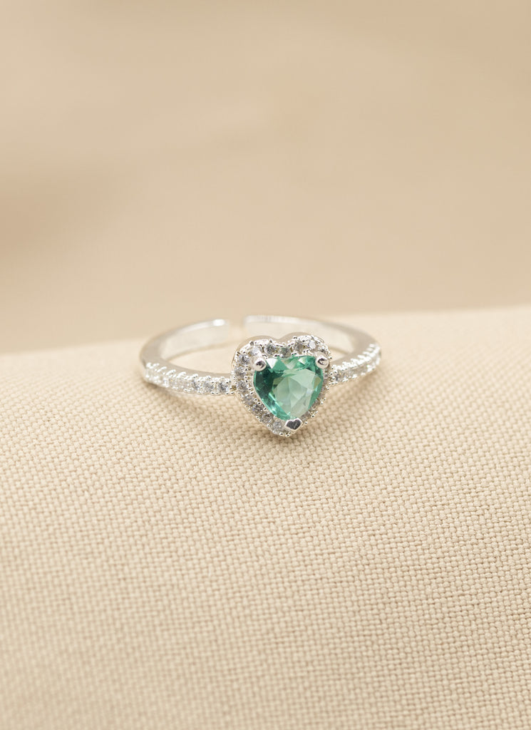 ANILLO CORAZÓN INCRUSTADO BAÑO DE PLATA