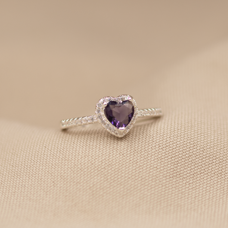 ANILLO CORAZÓN INCRUSTADO BAÑO DE PLATA