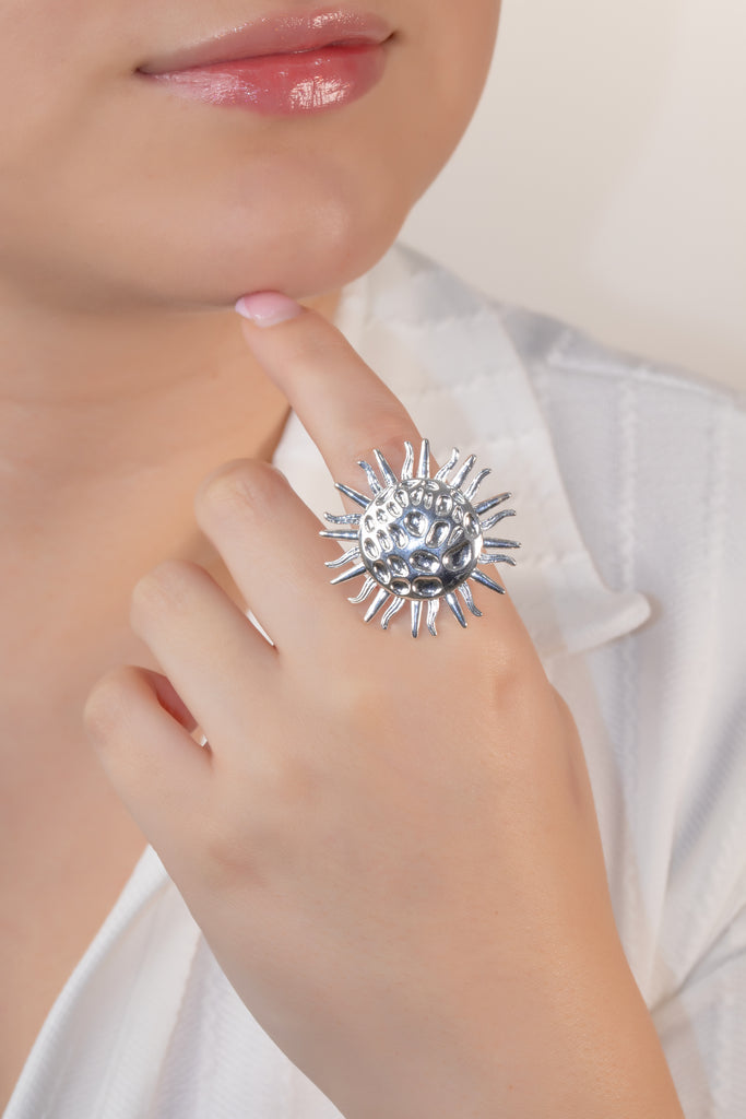 ANILLO SOL CHUNKY BAÑO DE PLATA