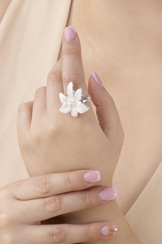 ANILLO FLORAL ÉCLAT BAÑO DE PLATA