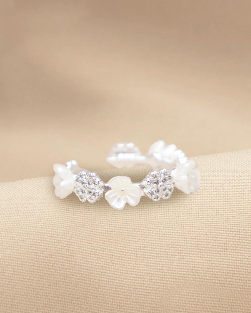 ANILLO FLORAL VIBES BAÑO DE PLATA