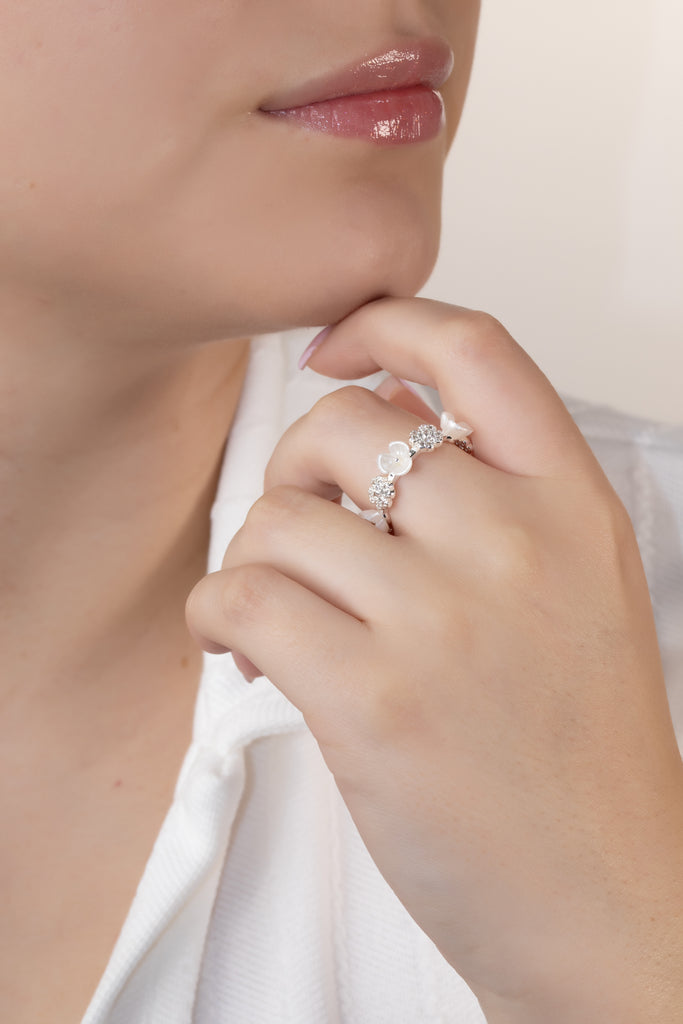 ANILLO FLORAL VIBES BAÑO DE PLATA