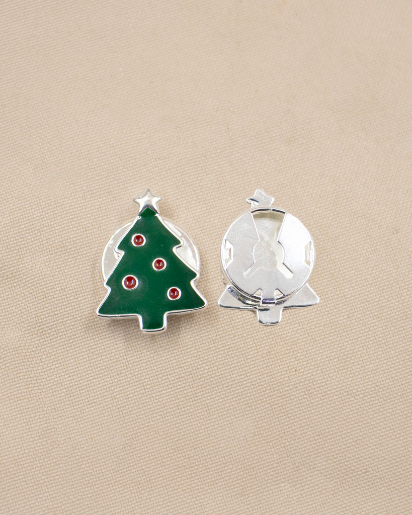 BROCHE ARBOL NAVIDAD BAÑO EN PLATA