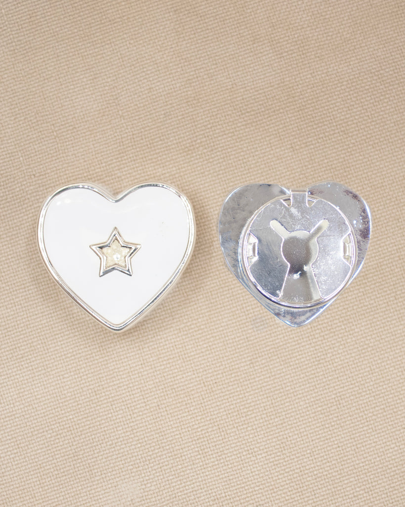 BROCHE CORAZON ESTRELLA BAÑO EN PLATA