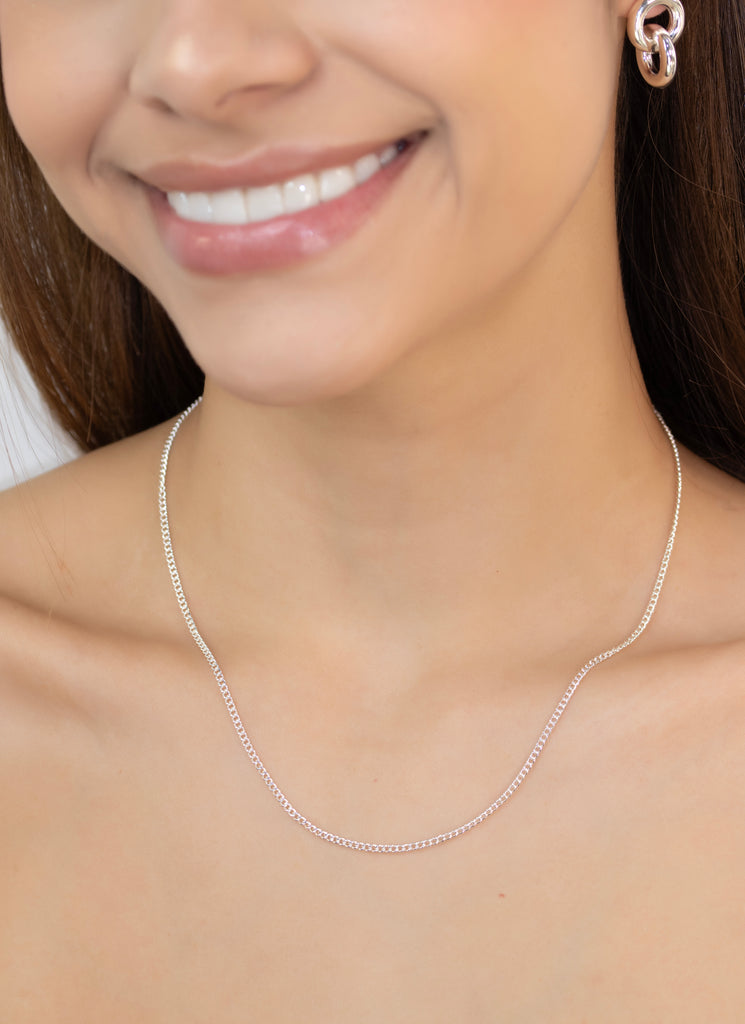 CADENA CUBANA MINI 3MM BAÑO DE PLATA