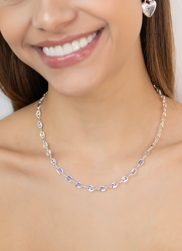 CADENA TEJIDO GUCCI DELGADA BAÑO DE PLATA