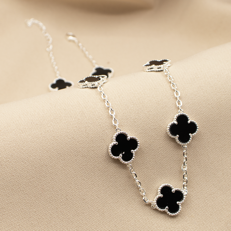 CADENA CONEXION TREBOLES BAÑO DE PLATA