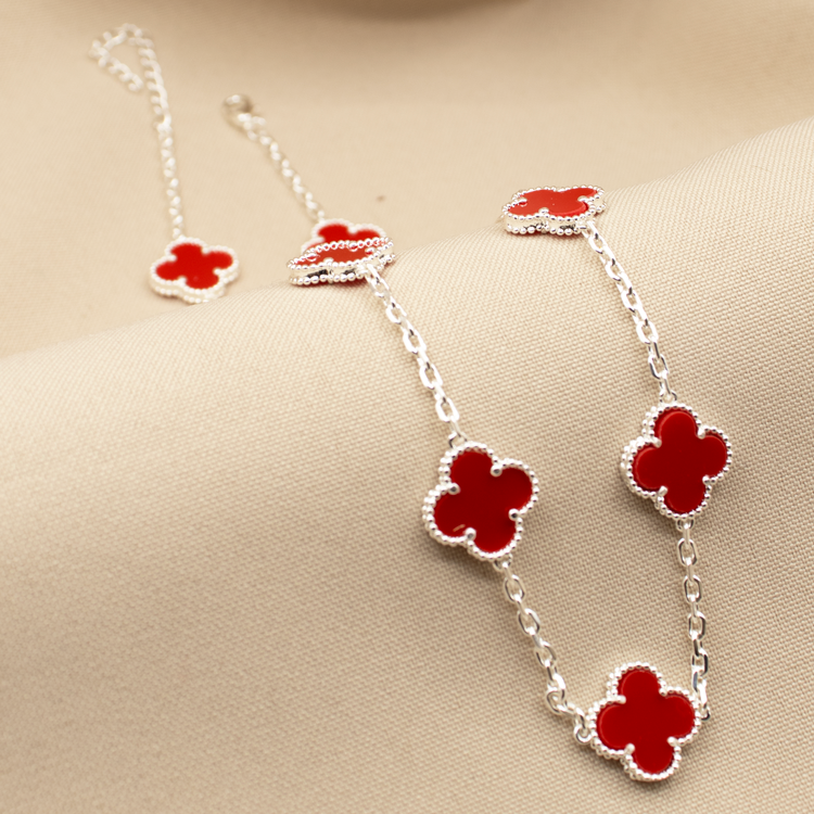 CADENA CONEXION TREBOLES BAÑO DE PLATA