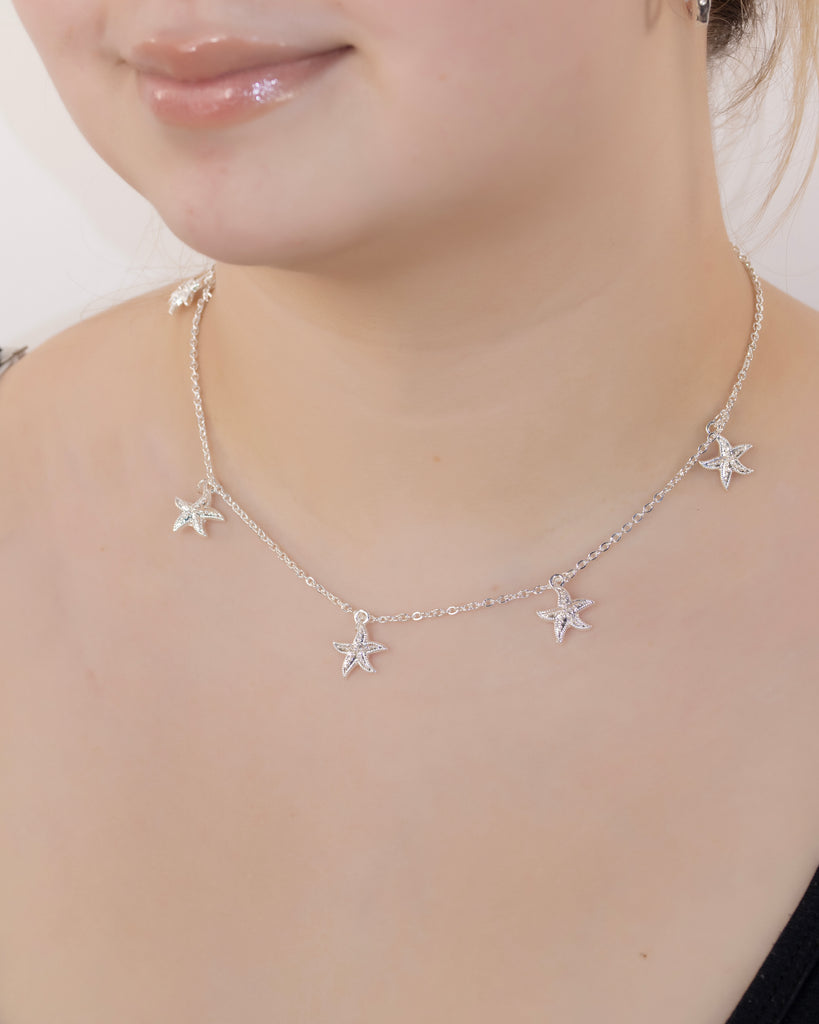 COLLAR ESTRELLAS DE MAR BAÑO DE PLATA