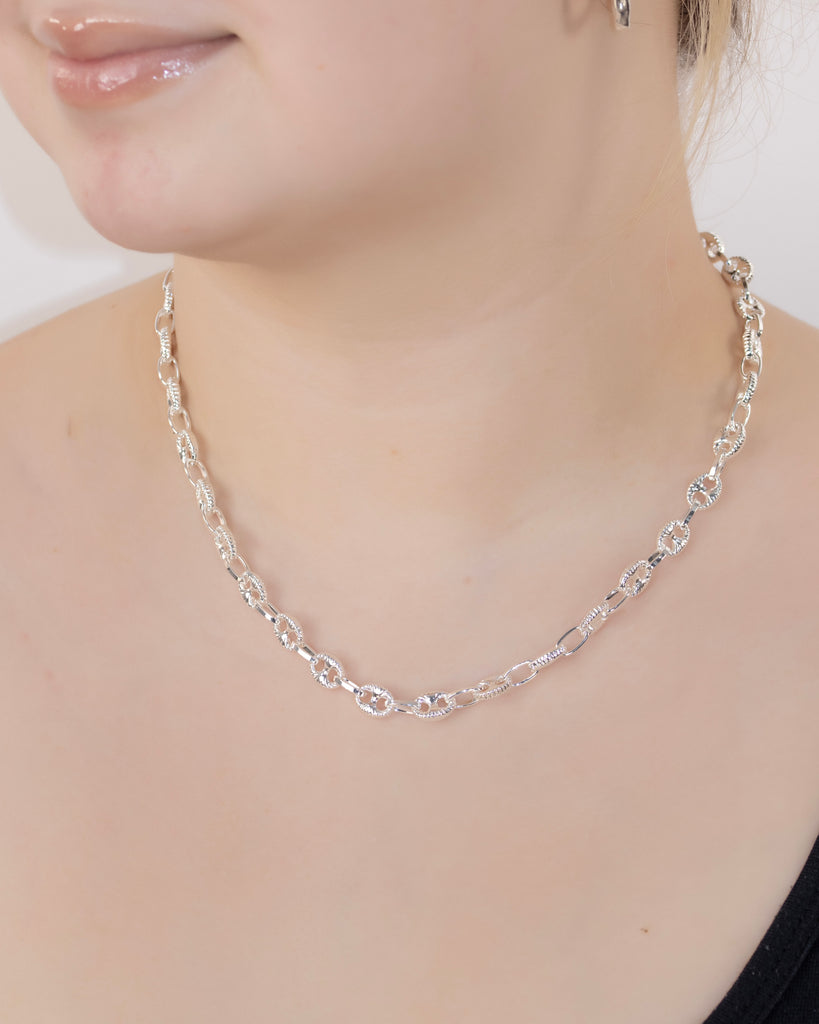 CADENA TEJIDO GUCCI STRIAE BAÑO DE PLATA