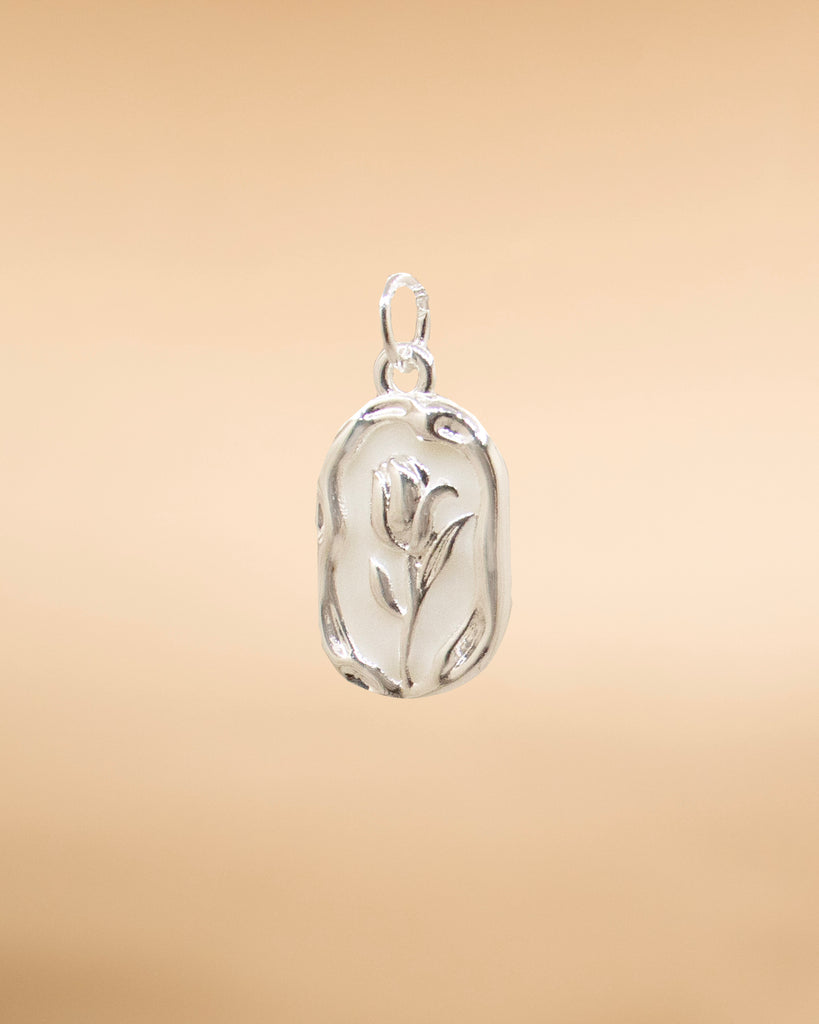 DIJE TULIPAN BLANCA BAÑO EN PLATA