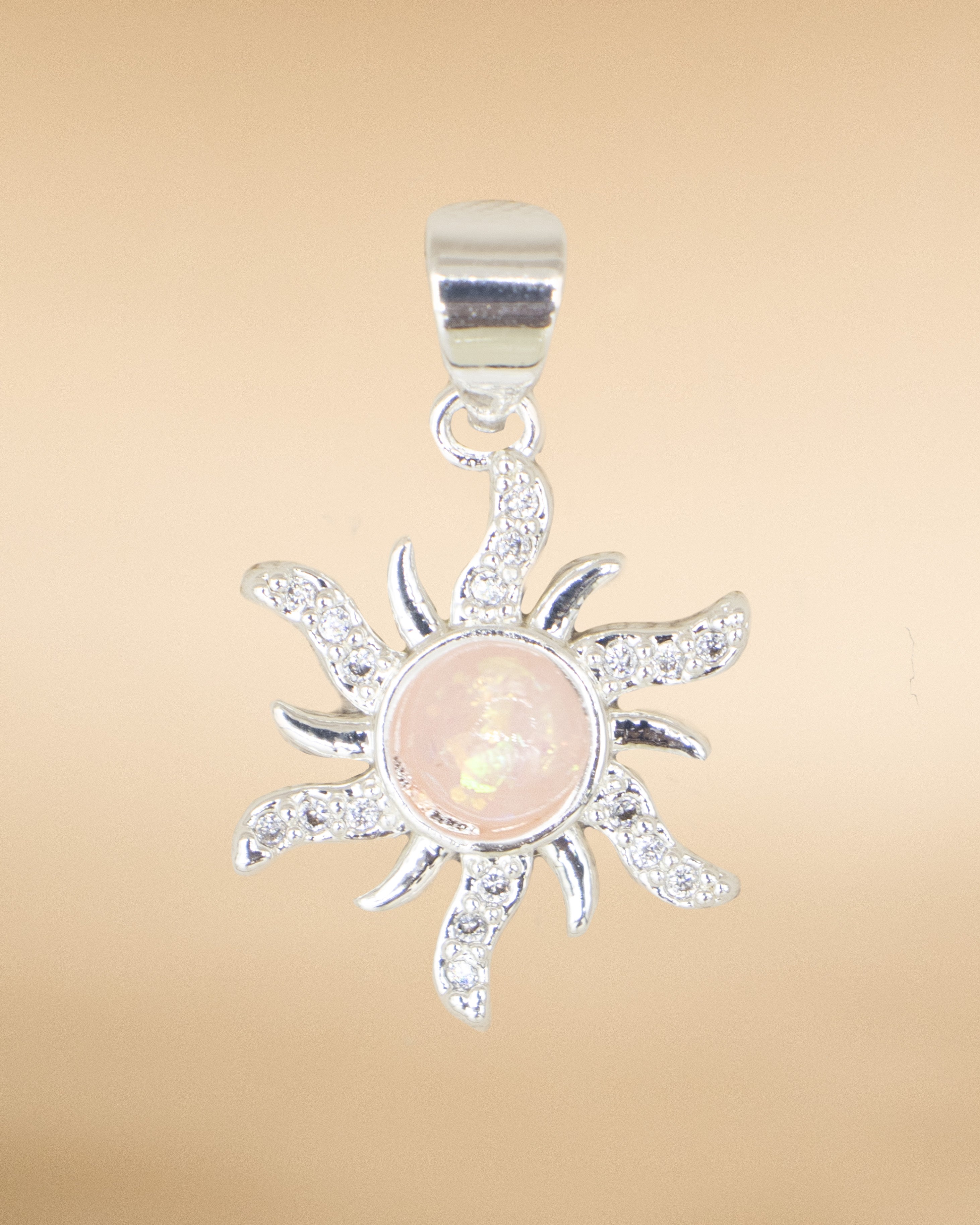 DIJE DESTELLO ROSA BAÑO EN PLATA