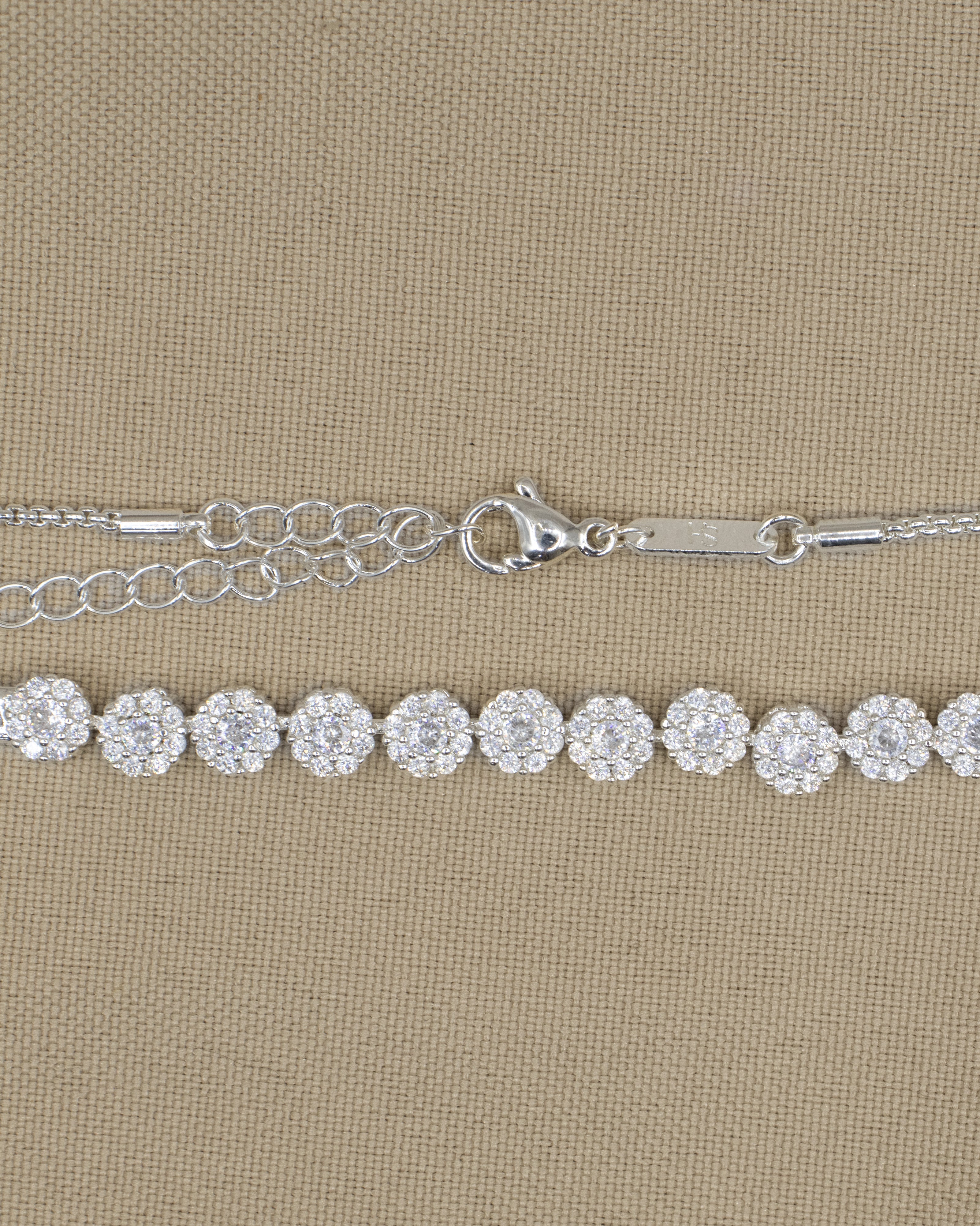 PULSERA DIAMANTADA BAÑO DE PLATA