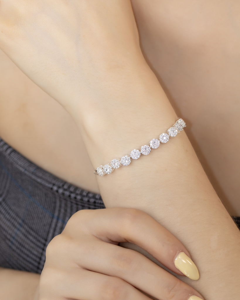 PULSERA DIAMANTADA BAÑO DE PLATA