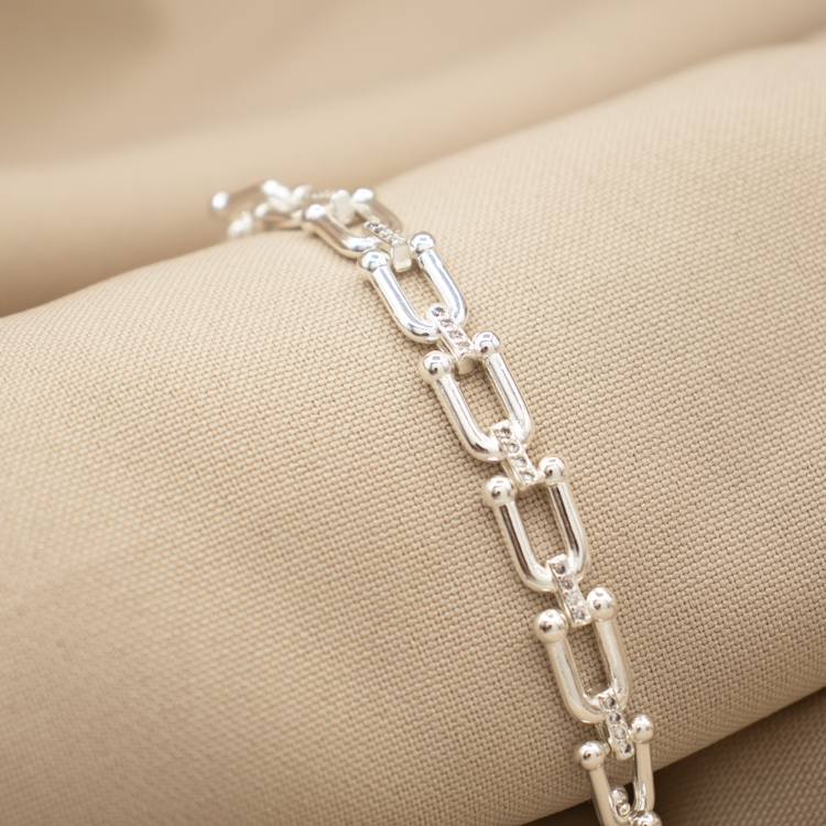 PULSERA CLICK CON CIRCON BAÑO DE PLATA