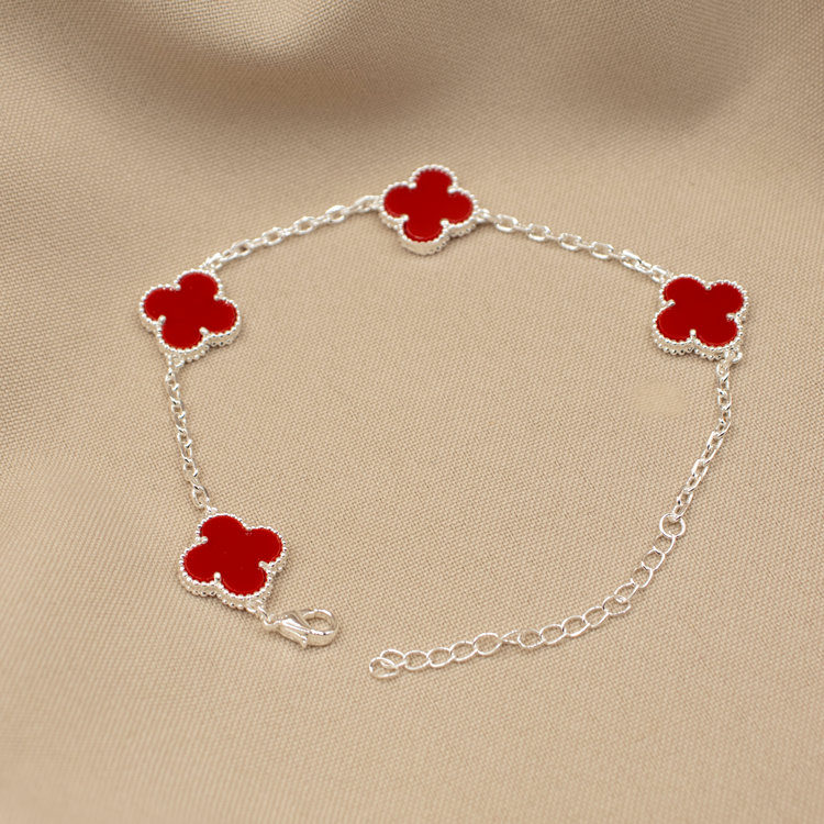 PULSERA CONEXION TREBOL BAÑO DE PLATA