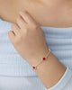PULSERA MINI CONEXIÓN TREBOL ROJO BAÑO DE PLATA