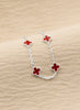 PULSERA MINI CONEXIÓN TREBOL ROJO BAÑO DE PLATA
