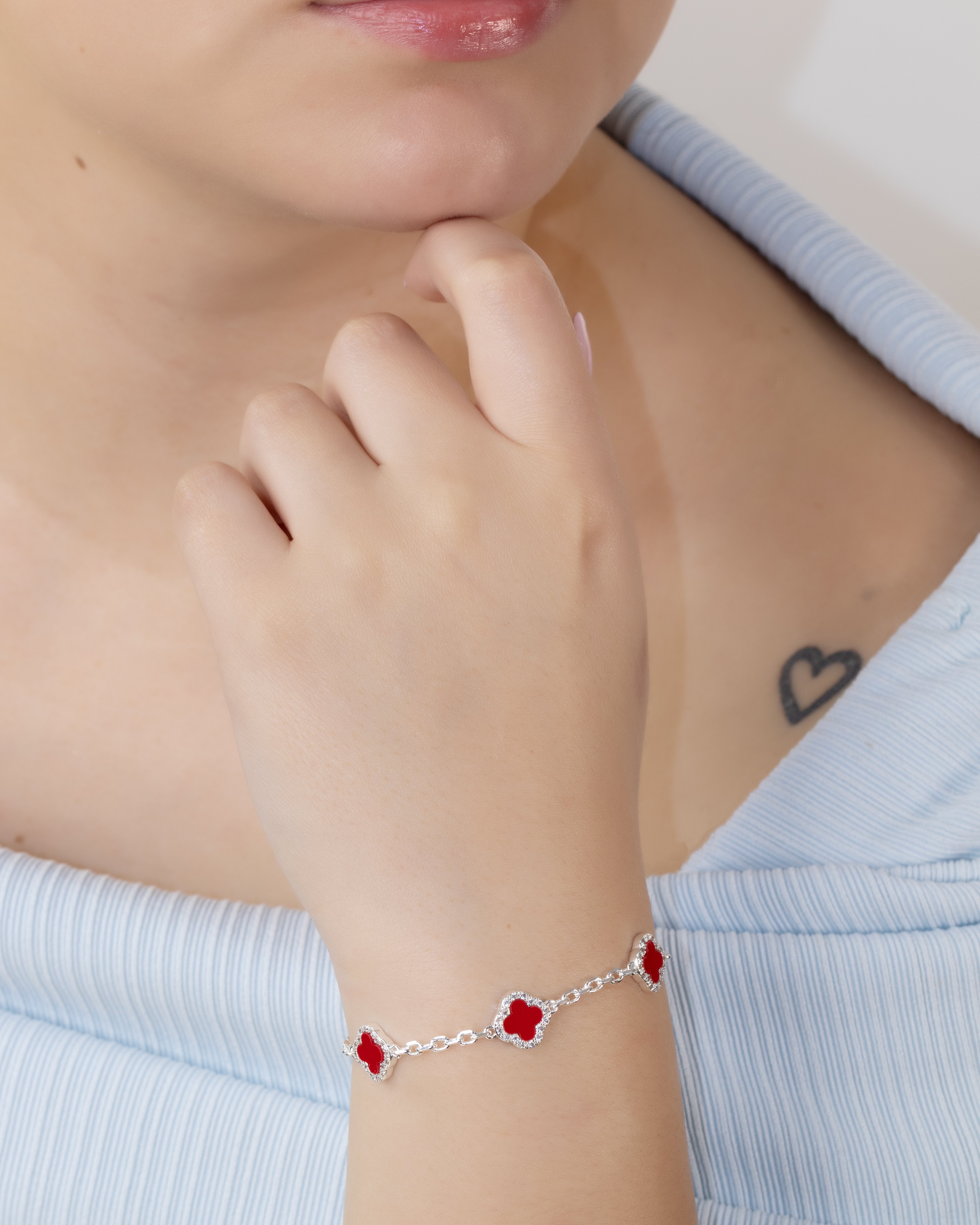 PULSERA MINI TRÉBOL SHINE BAÑO DE PLATA