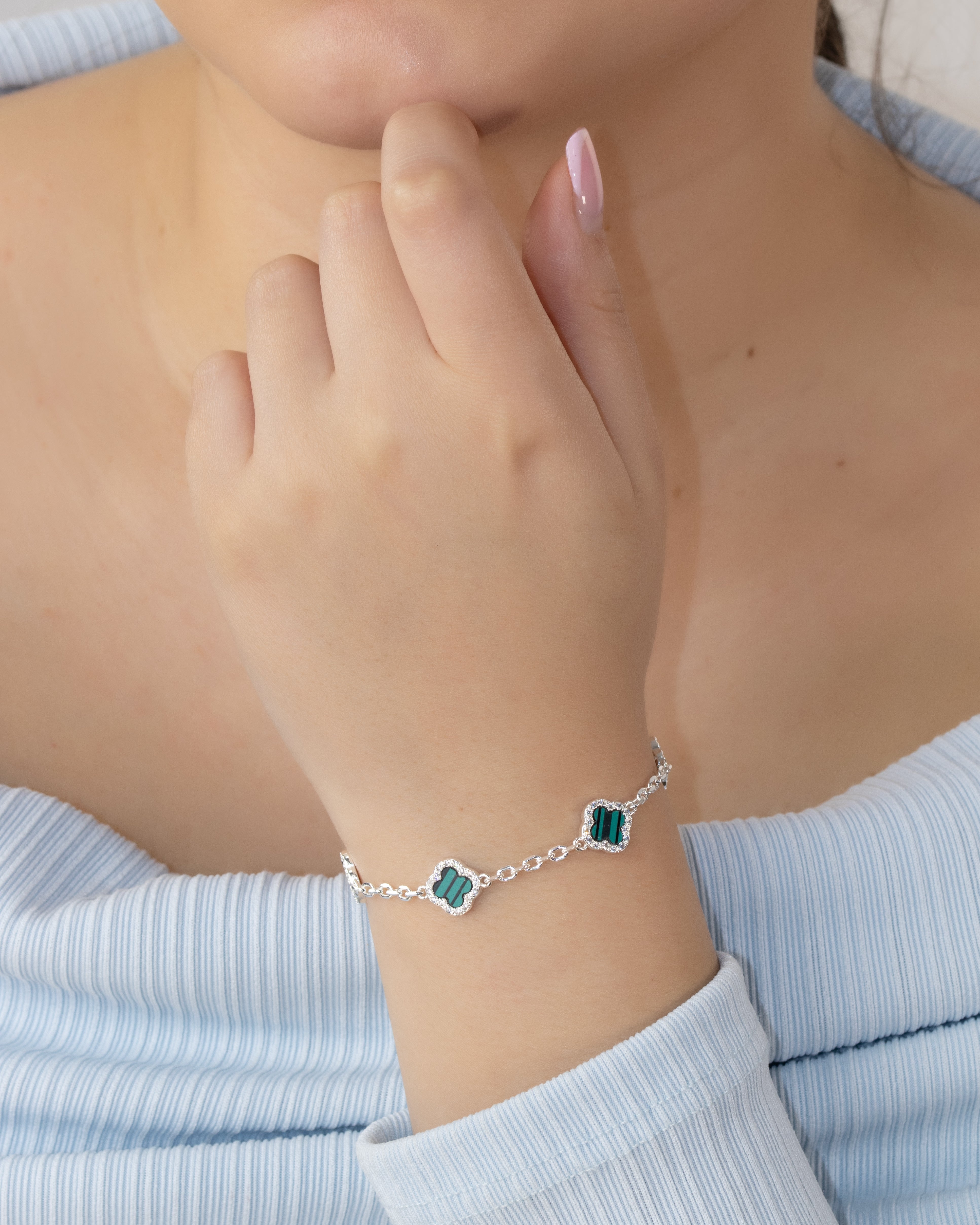 PULSERA MINI TRÉBOL SHINE BAÑO DE PLATA