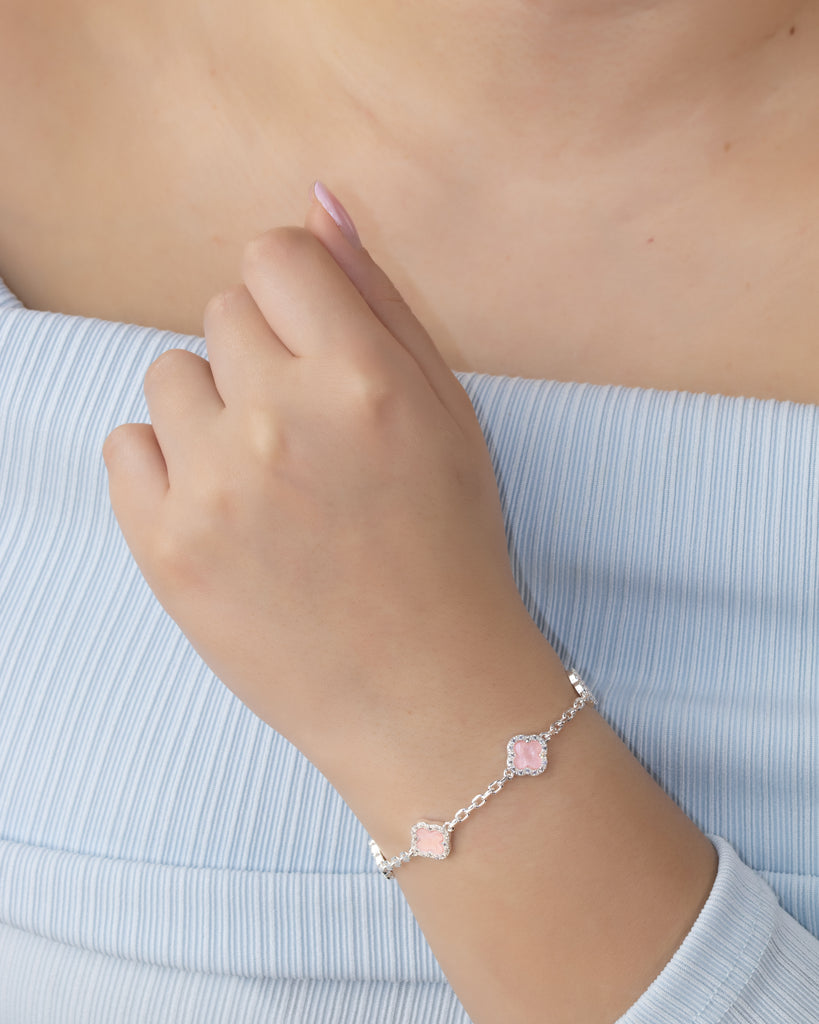 PULSERA MINI TRÉBOL SHINE BAÑO DE PLATA
