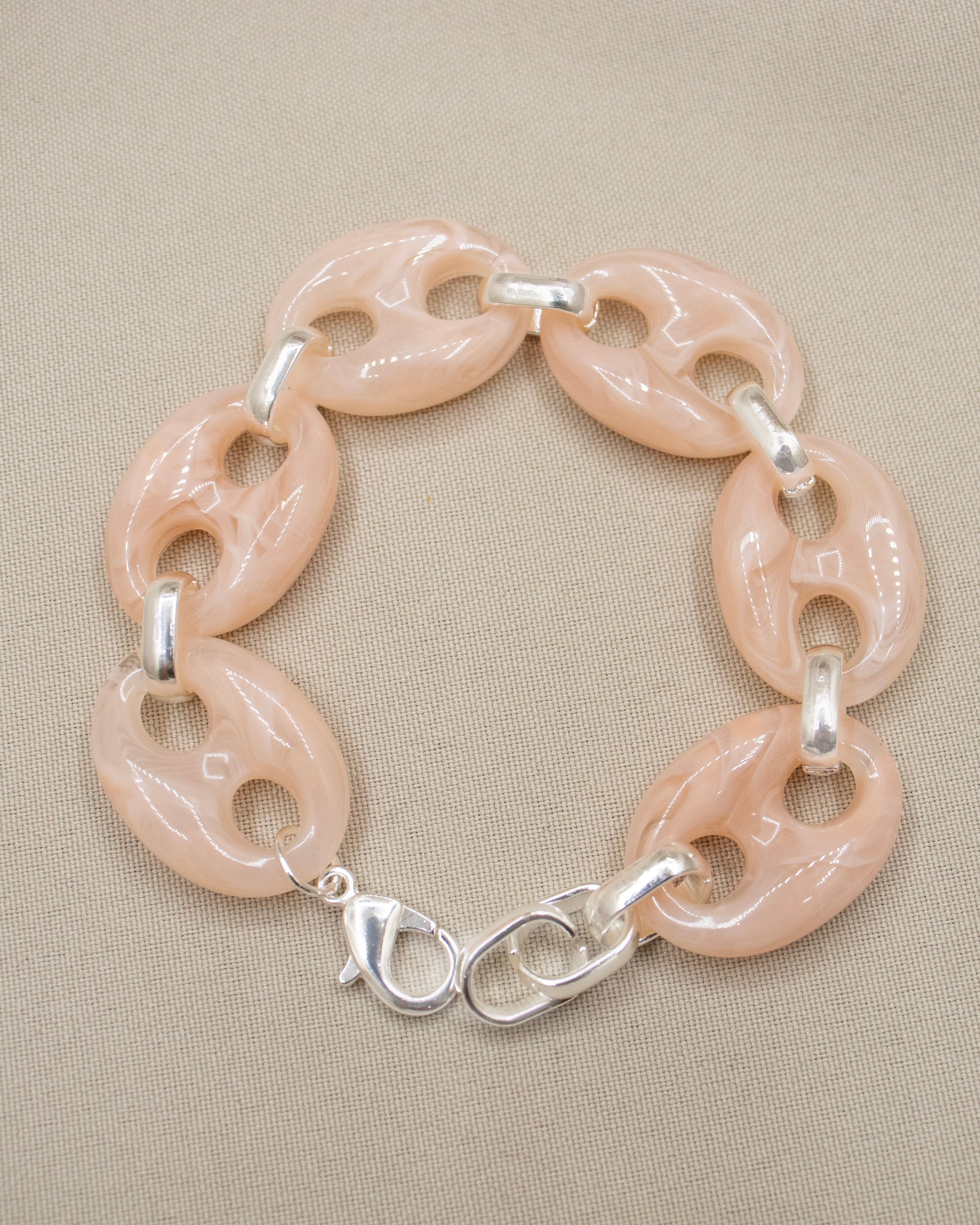 PULSERA NACRE BAÑO PLATA