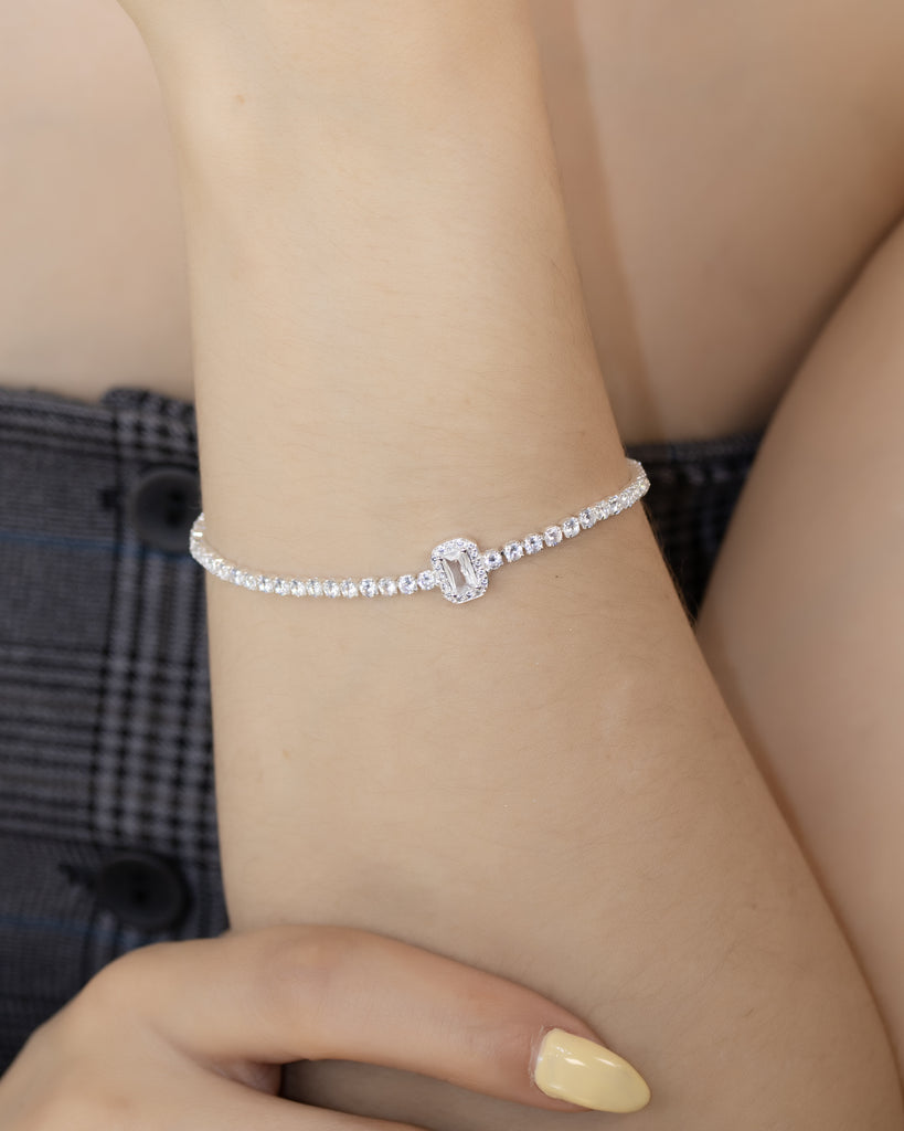 PULSERA CRISTAL BAÑO EN PLATA
