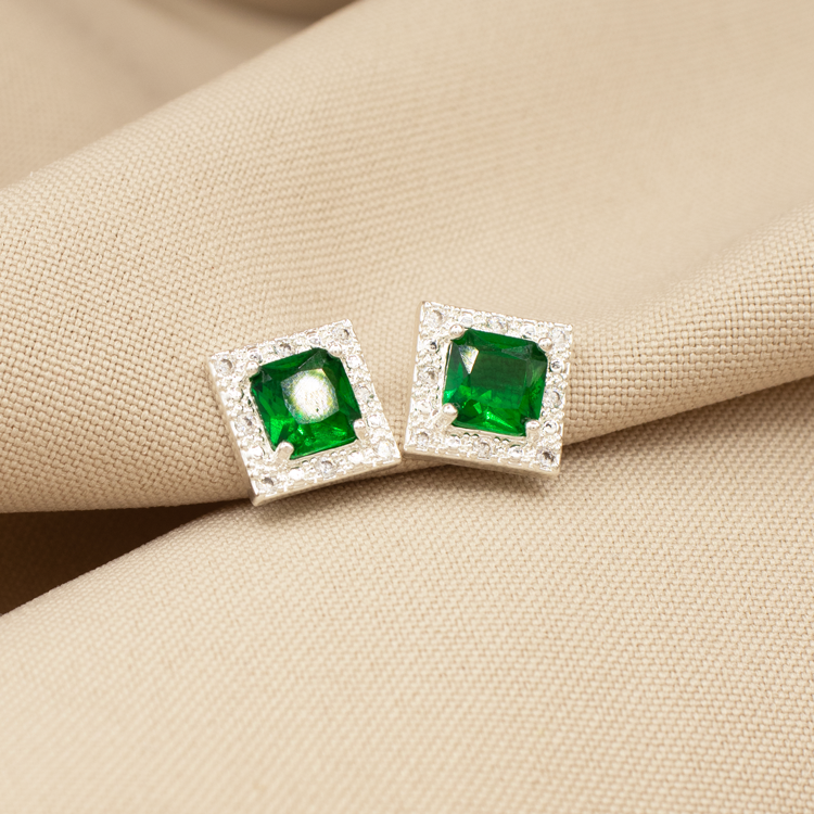 TOPO CUADRADO VERDE BAÑO DE PLATA